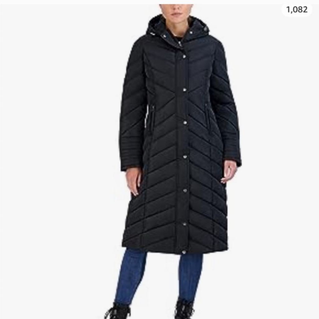 Madden Girl Nwt Long Black Quilted Hooded Puffer 1x